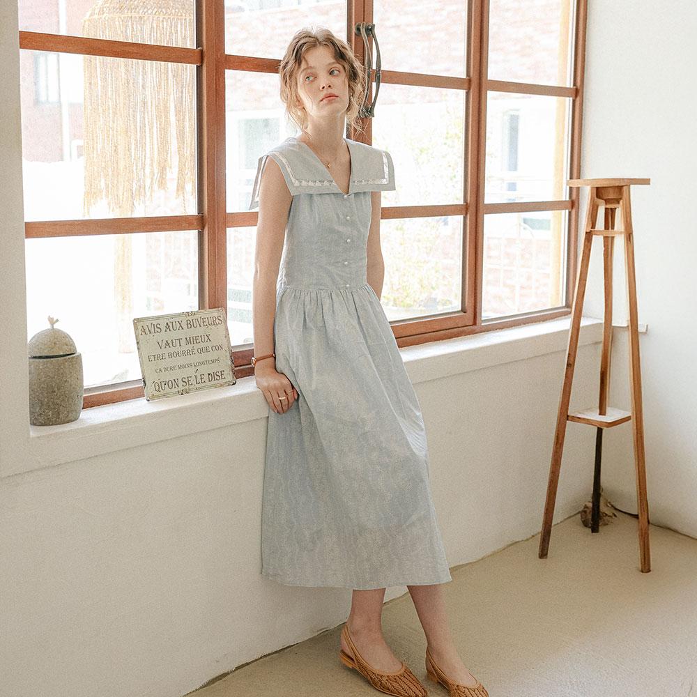 Peulaudeumali Pm_Jacquard Sailor Collar Midi Dress_2Color