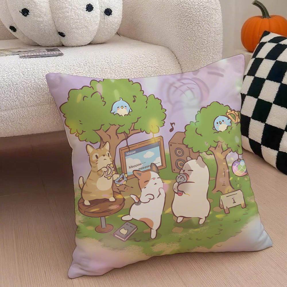 fresh aesthetic CCatsSoup Cushion Cover Throw Pillow Cover Hidden Button Durable Polyester Chair Cushion