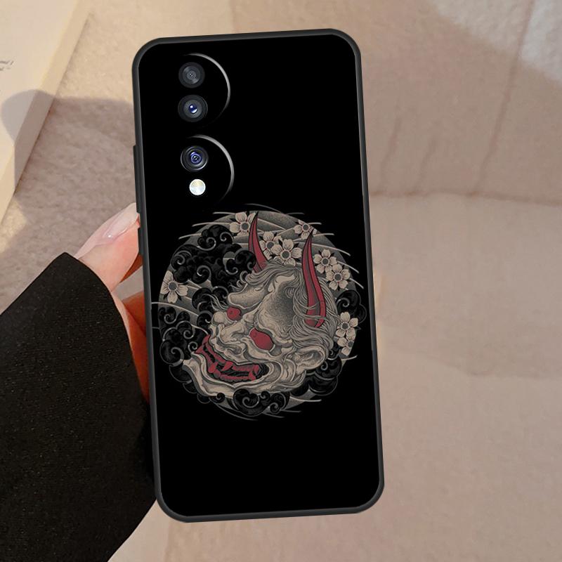 Japanese Oni Hannya Demon Mask For Honor 90 70 50 Lite Magic 5 Pro 8X 9X Phone Case For Honor X8a X9a X7a X6a X9 X7 X8 X9b