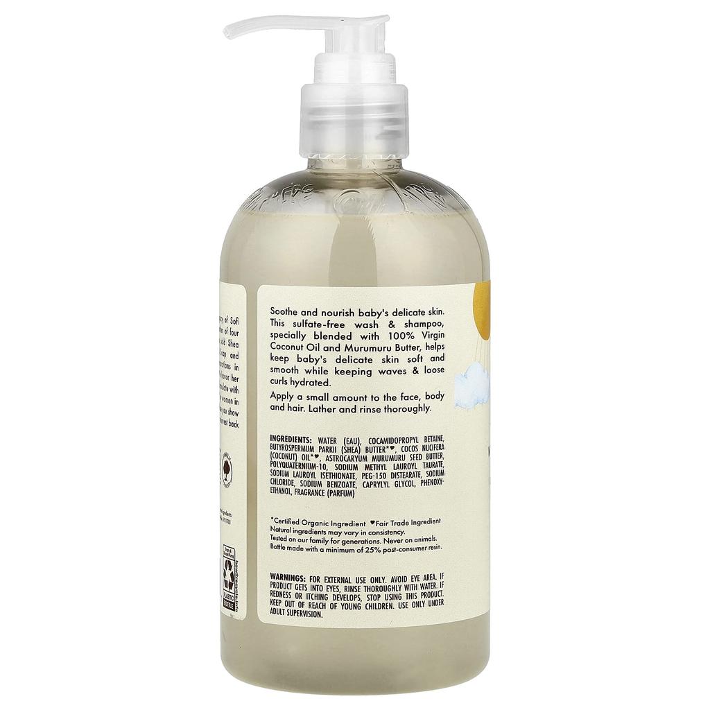 100% Virgin Coconut Oil Baby Wash & Shampoo, 384Ml (13 Fl Oz)