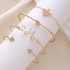 European-American Heart Knot & Butterfly Snake Bracelet Set - Geometric Hand Jewelry Accessories