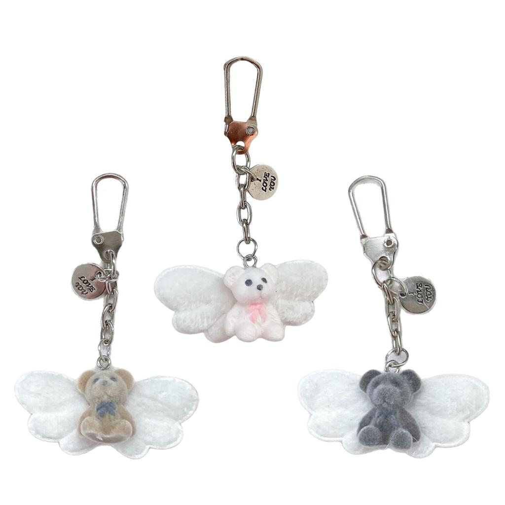 Fashionable Lovely Small Flocking Bear Pendant Charm Portable for Keychain and Phone Accessory Decoration Daily Use