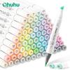 Ohuhu Honolulu 96 Pastel Colors Marker Pen Set Alcohol Art Markers Refillable Dual Tips Sketching Drawing Manga School Supplies