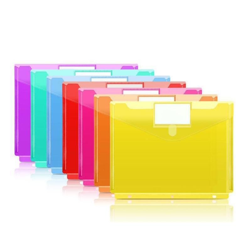 5/10Pcs Expandable File Organiser with Clear Label Window 3 Holes Punched Pocket Document Bag for Office Organization