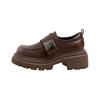 Platform shoes women's spring and autumn new leather retro British style versatile brown square buckle Velcro single shoes