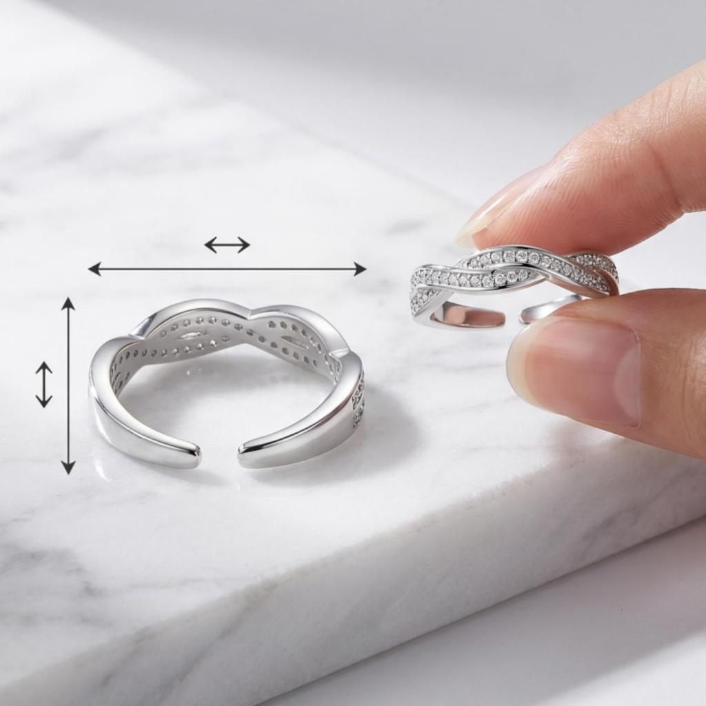 Copper Ring Adjustable Pave Cubic Zirconia Fashion Delicate Finger Jewelry For Women Wedding Birthday Gift