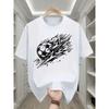 Europäische Größe Herren T-Shirt Lässig Trendig Sport Fußball Ball Blitz Sterne Muster Herrenmode Erwachsene Herren Freizeitkleidung Sportbekleidung