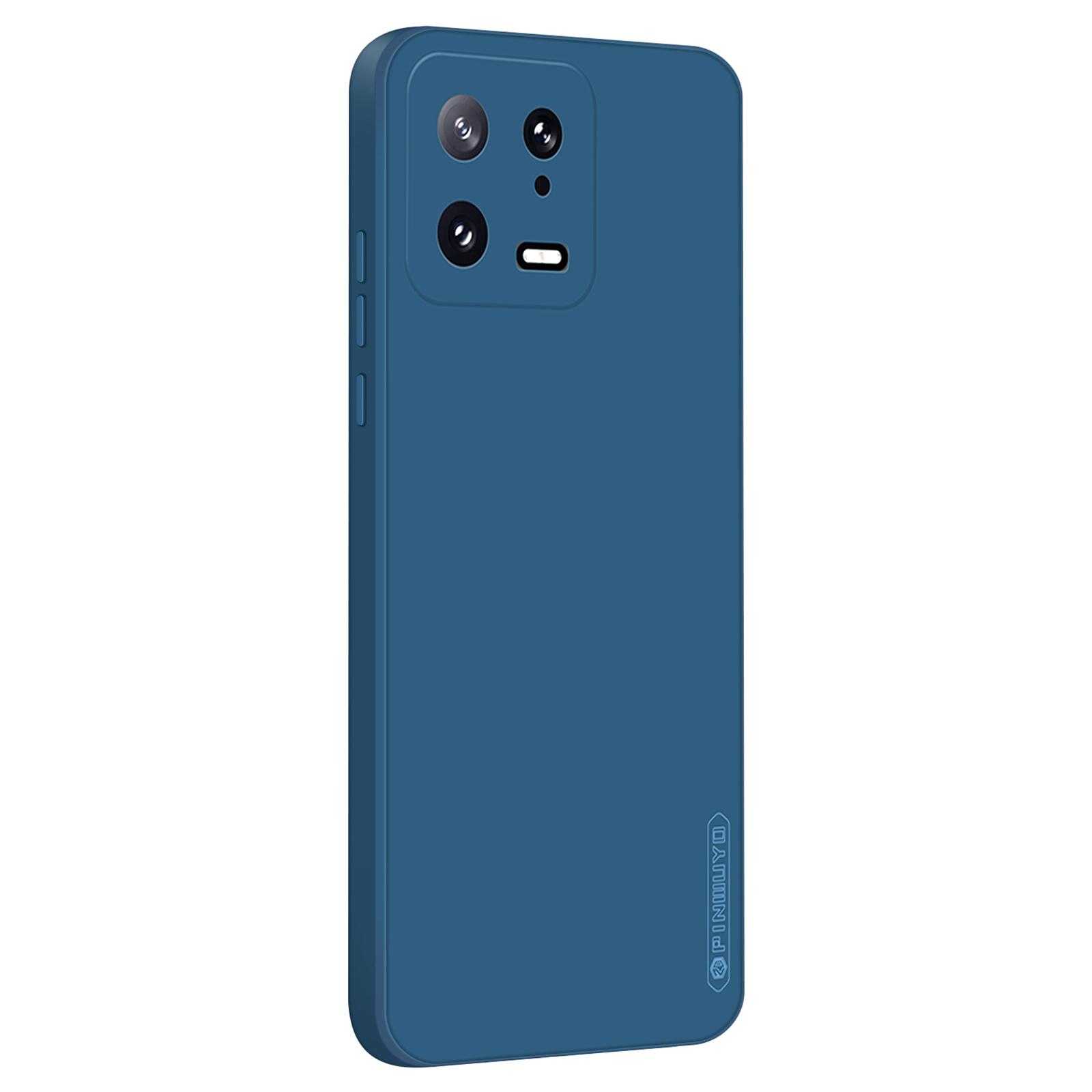 

PINWUYO JK TPU-2 Series TPU Phone Case for Xiaomi 13 5G Fiber Flocking Lining Precise Cutouts Cover Dark Blue
