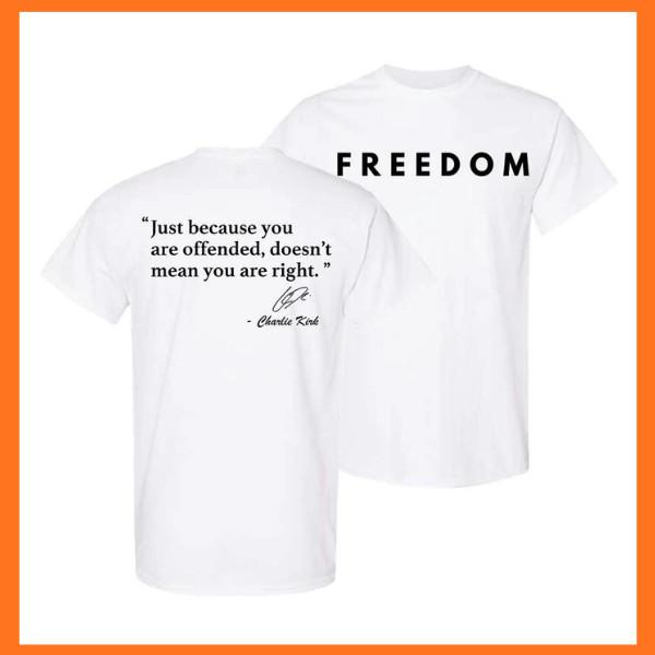 Футболка-трибьют Чарли Кирку  Свобода  – Минималистичный дизайн спереди с мемориальной графикой Ba Унисекс футболка S