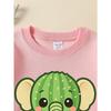 Kids Crewneck Sweatshirt, Cute Cactus & Elephant Cartoon Graphic Print,Spring Autumn Casual Sports Top