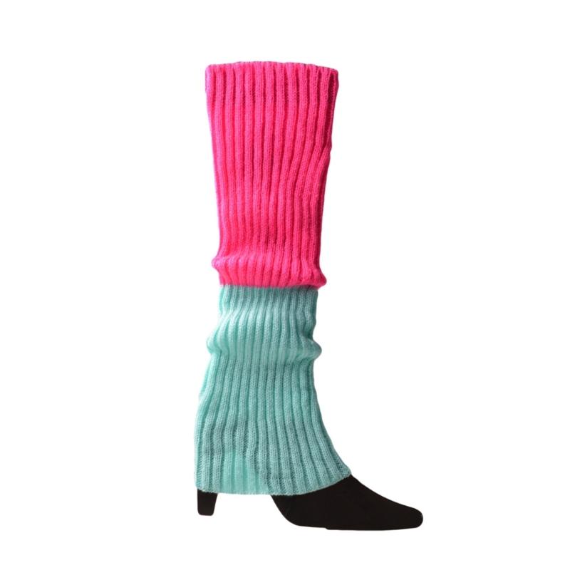 Women Striped Ribbed Knit Leg Warmer Long Sock Foot Cover for Party Sport Casual