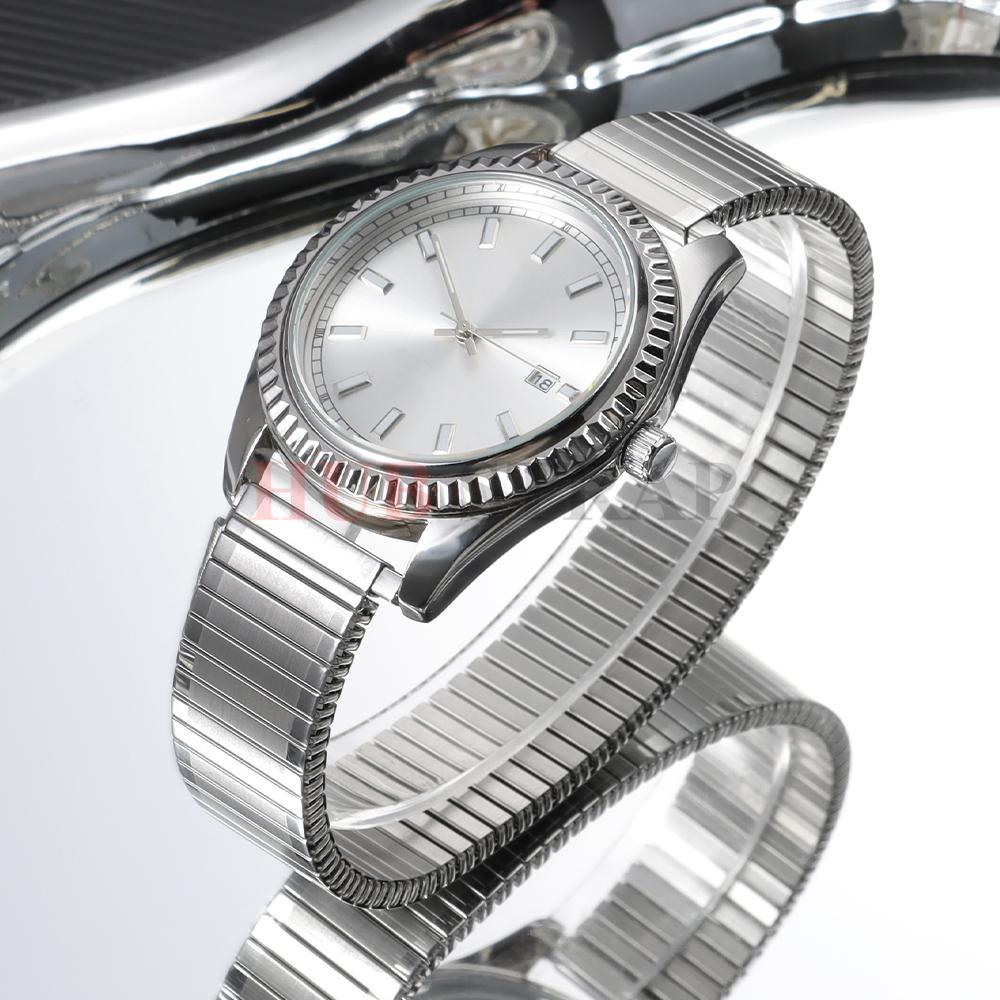 Edelstahlarmband 16mm-22mm Elastisches Armband Metall-Uhrenarmbänder für Herren Damen Ersatz Business-Armband Universelles Armband