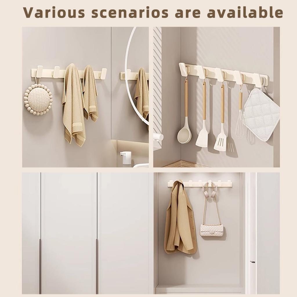Aluminum Wall Mounted Multi-Hook Durable Rack for Wall and Door Home Organizers Space Saver