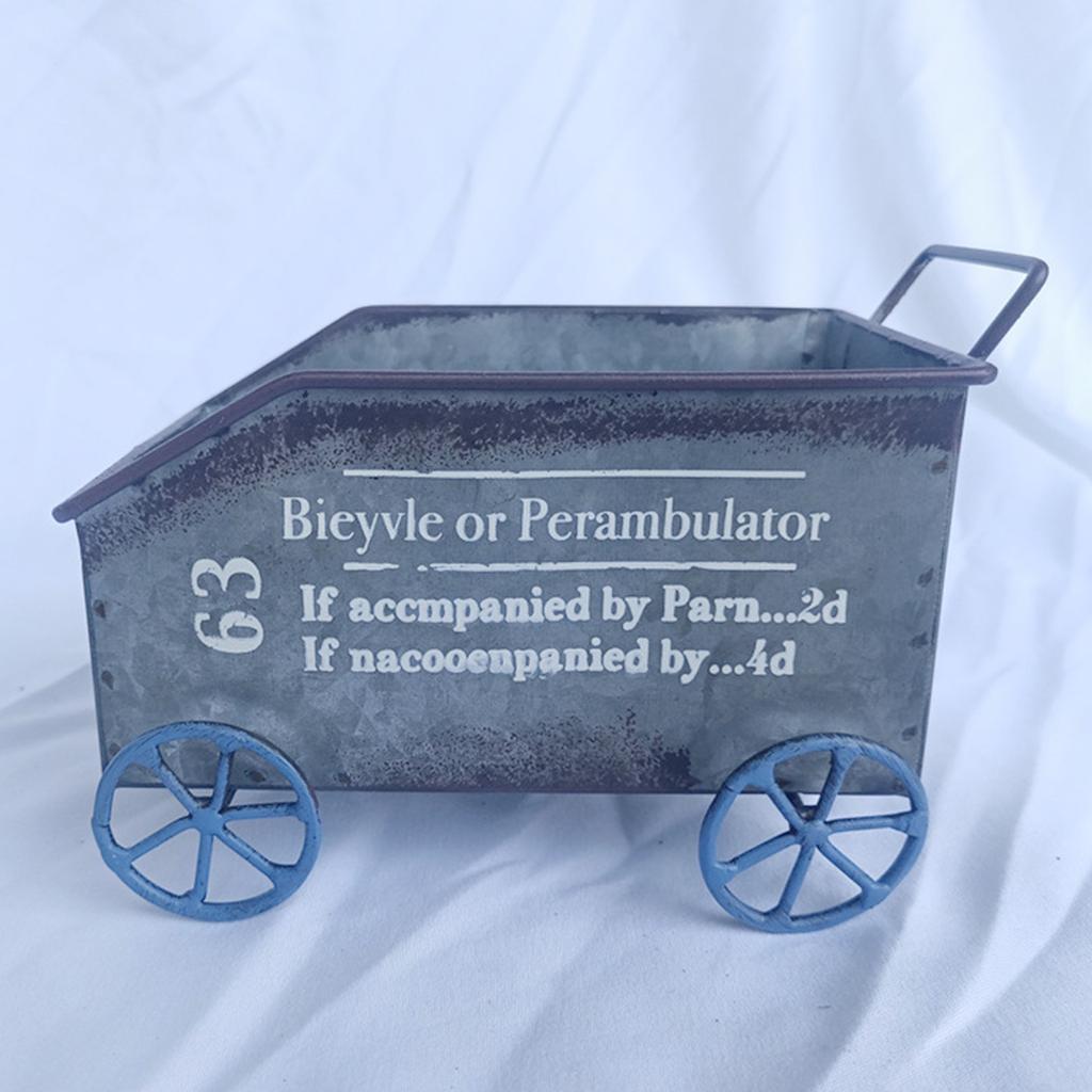 Flower Cart Metal Modern Metal Wagon Planter Plant Stand Flower Planter Pot for Indoor Garden Patio Outdoor Balcony
