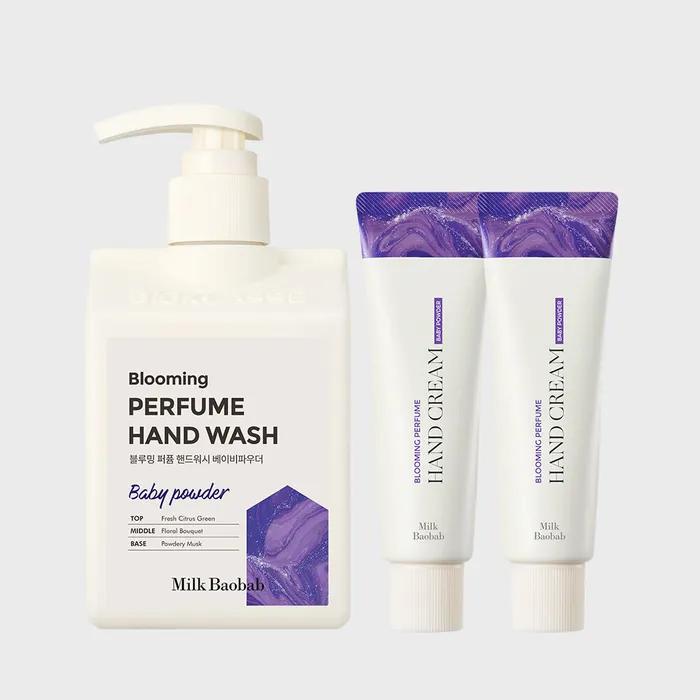 Blooming Perfume Hand Wash 250ml x 1 + Blooming Perfume Hand Cream 50g x 2 (Baby Powder)