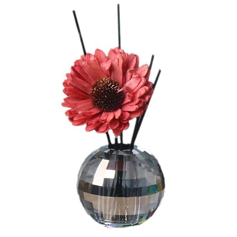 Glass Crystal Aroma Diffuser Bottle Geometric Circular Crystal Ball Toothbrush Holder Aromatherapy Base Home Decoration