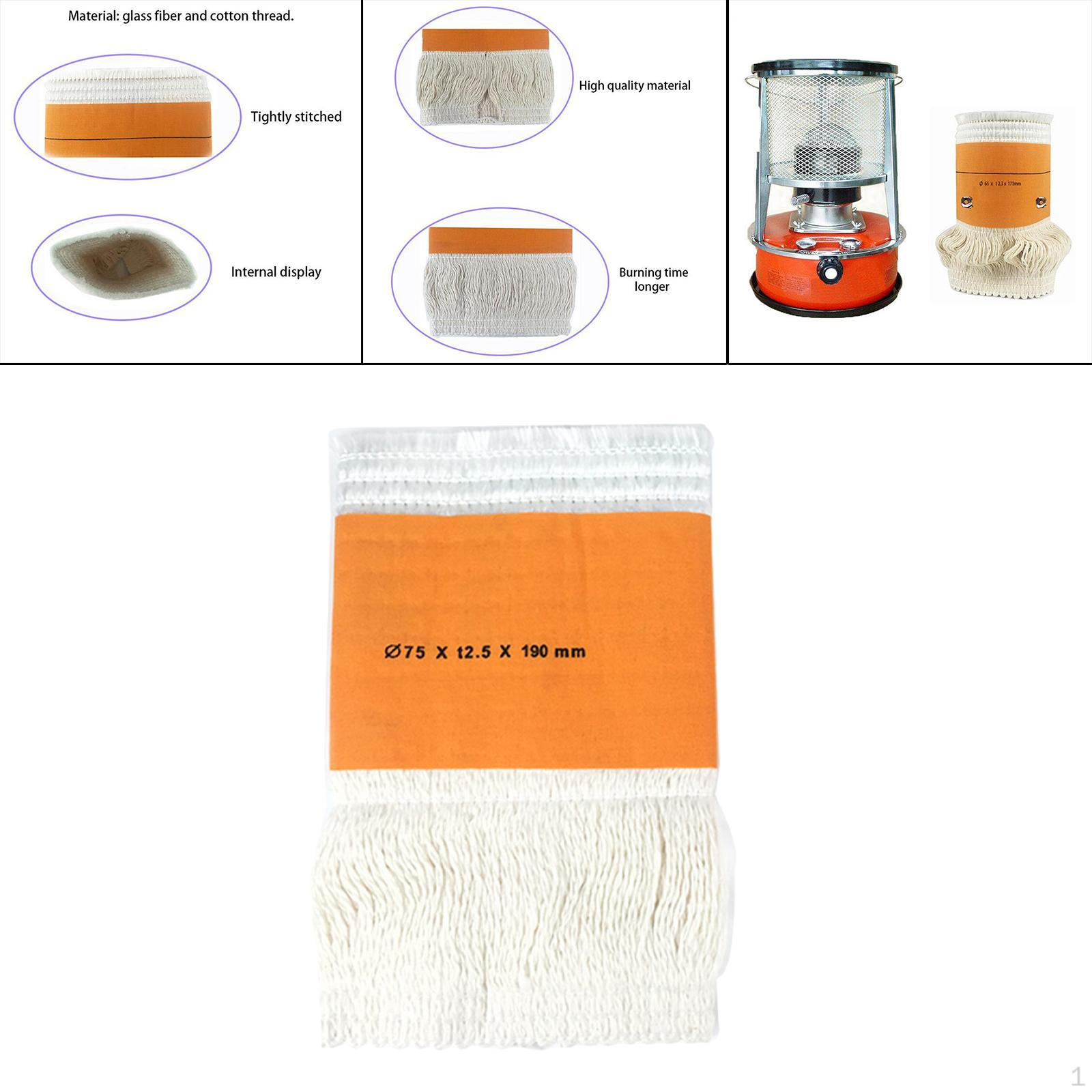 

Wick Cotton Glass Lamp Universal Durable Wicks Lighting Lantern Heater Yarn Replacement -Resistant 75x190mm