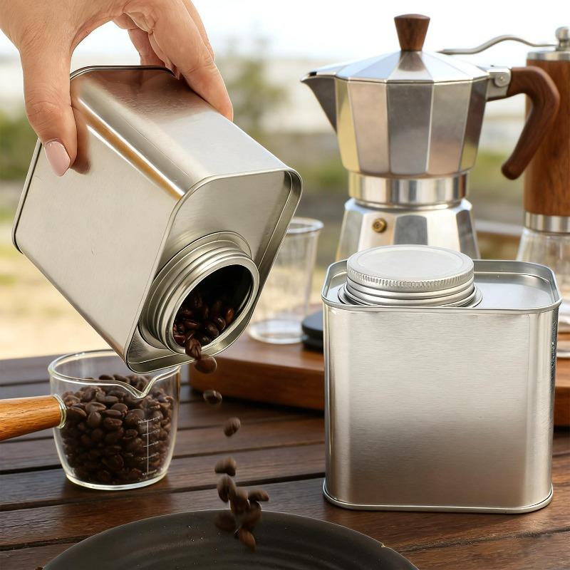 3/1x Tinplate Iron Can Coffee Bean Tea Home Kitchen Spices Powder Herbs Airtight Cans Outdoor Camping Packaging Storage Tin Box