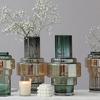 Gradient Color Ornaments Geometric Creative Vases Minimalist Home Decor Living Room Decoration Flower Arrangement Glass Vases
