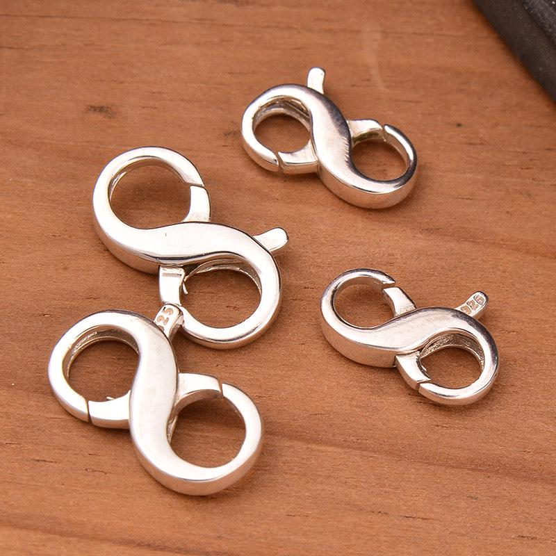 S925 Sterling Silver Figure Eight Buckle Spring Bracelet/Necklace Connector