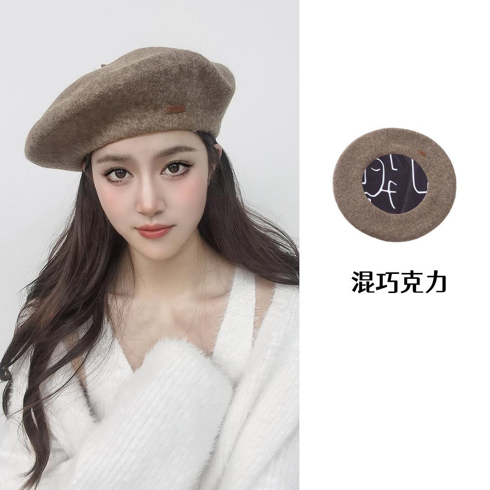 Große Größe 60 cm Wollbarett Wintermützen für Damen Warm halten Mode Malerhut Damen Einfarbige Boina Lässige Beanie Große Größe