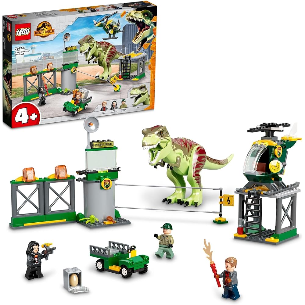 LEGO Jurassic World T-Rex Escape Building Toy for Kids Ages 4-6, Educational Blocks, Dinosaur Theme