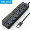 LED Göstergeli, Bağımsız Anahtar Kontrollü 4/7 Portlu USB 3.0 Hub (Dizüstü Bilgisayar, Flash Bellek, Sabit Disk, Yazıcı, Kamera, Klavye için)