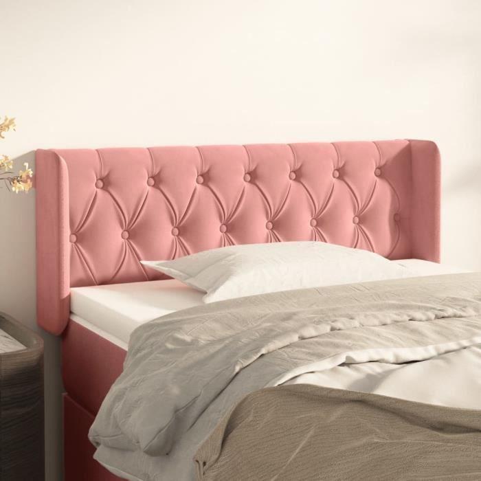 3119151 vidaXL Headboard with Ears Pink 103x16x78-88 Cm Velvet
