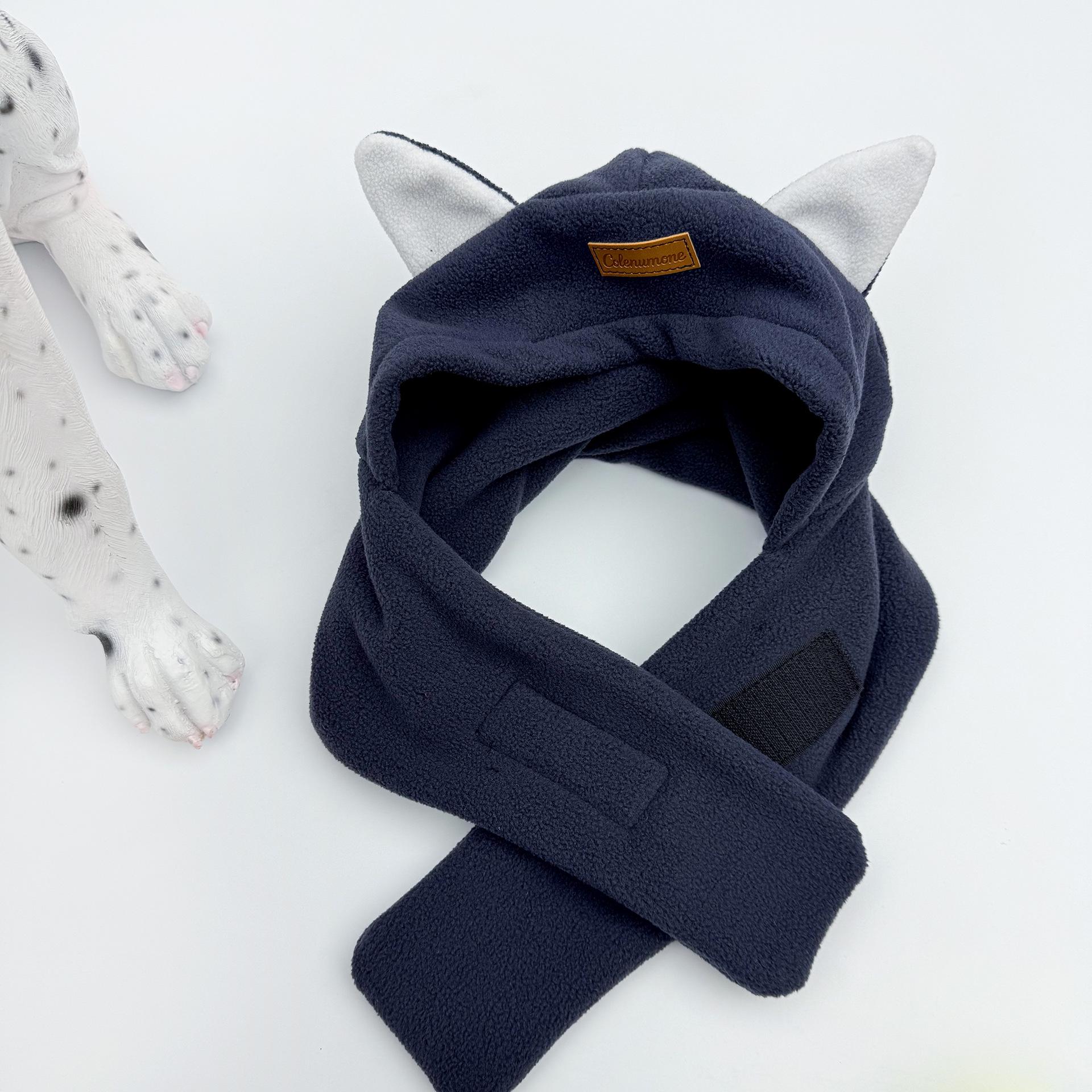

Fleece Dog Hat & Scarf for Autumn/Winter - Warm Headwear for Outdoor Walks - Sizes for Large, Medium, Small Dogs L глубокий/синий