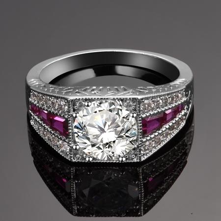 Red Green Blue Spinel Rings For Women CopperColor Ring With Zircon Stones Wedding Engagement Gift Fine Jewelry
