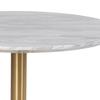 Table à manger ronde 90x75 cm aspect marbre blanc et laiton - DERVAL