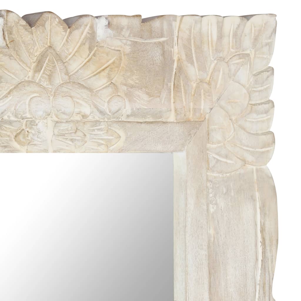 Bianco Specchio 80x50 cm Legno di Mango Massiccio