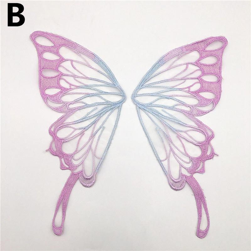 

1 пара пришитых тканевых крыльев, нашивок с вышивкой, аппликаций, кружевных тканевых наклеек в виде бабочек, ремесла, свадьбы B