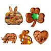 Deli Tray Rustic Rabbit Shape Serving Board with Multiple Compartments Natural Wood Smooth Surface Meat Fruit Nuts Snacks Organizer