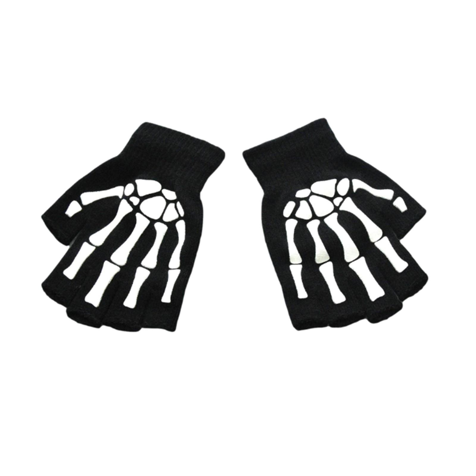 

Зимние теплые вязаные перчатки с полупальцами, светящиеся флуоресцентные перчатки для езды на велосипеде с противоскользящим покрытием One Size чёрный