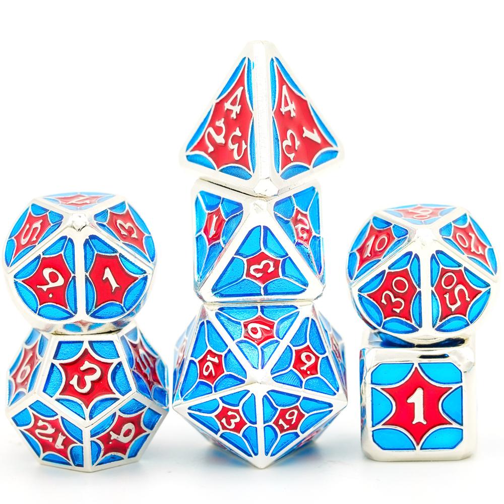 Cusdie Galaxy Metal D&D Dice 7Pcs High-quality D4 D6 D8 D10 D% D12 D20 Polyhedral Dice Set for Pathfinder Role Playing Game