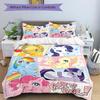 Colorful Ponies Friendship Magic Print 3Pcs Bedding Set,Duvet Cover with 2 Bedro,Pillowcase Home Birthday Gift