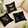 Halloween-Themed Moon And Witch Cushion Cover Durable Hypoallergenic Organic Linen Pillow Cover Washable Skin-Friendly