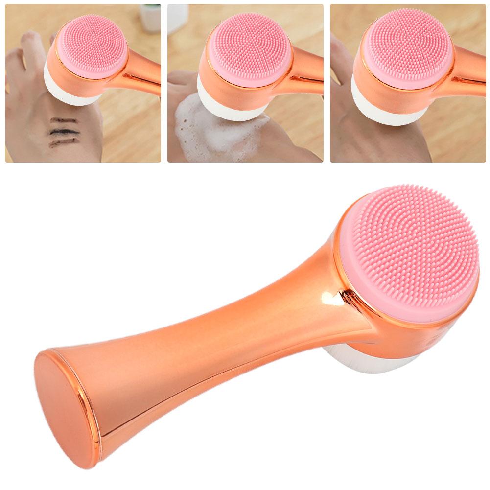 3D Facial Brush Double Sided Face Cleaning Massage Brush Skin Care Tool Rose Gold