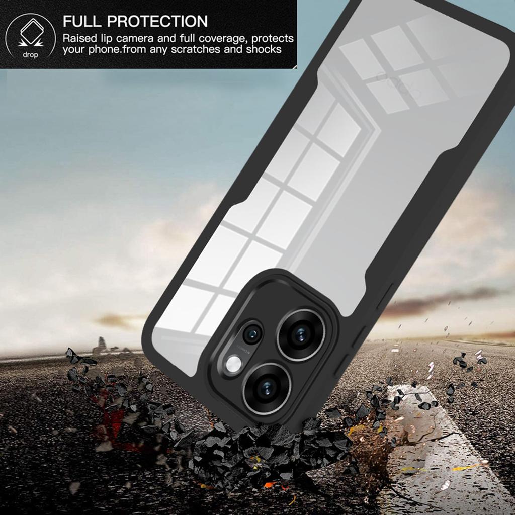 For Oppo Reno14 F 5G Case Acrylic + TPU Clear Phone Cover with PET Screen Film