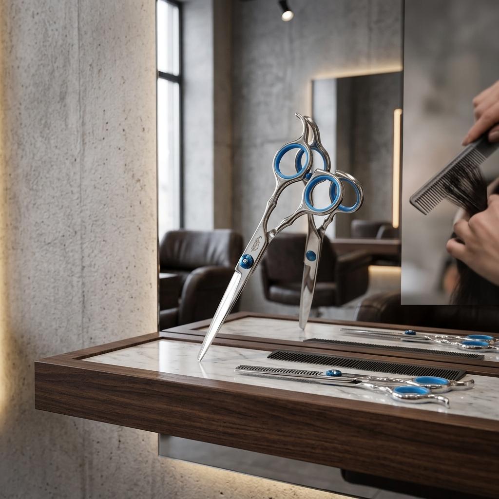 Cheetah Hairdressing Set of Thinning Scissors and Right-Handed Hair Cutting Scissors for Salon