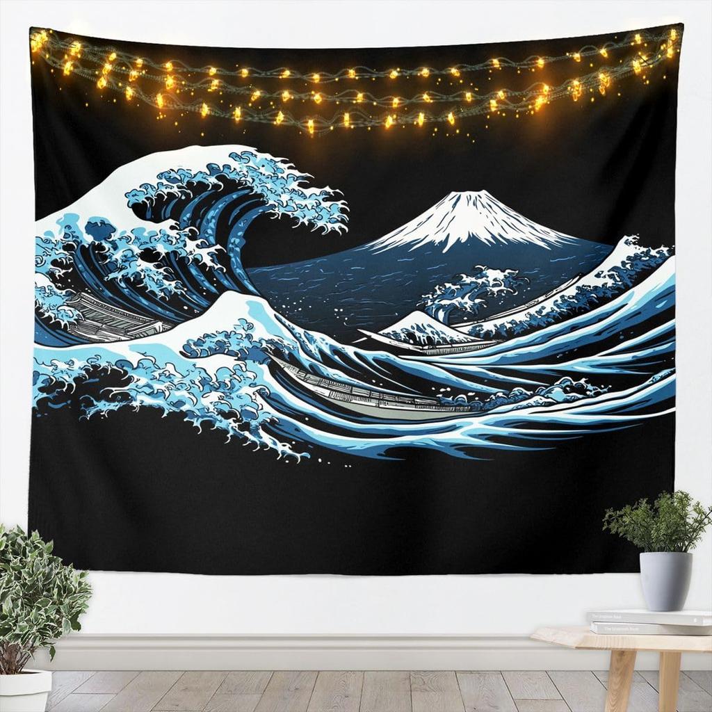 Cherry Blossom Tapestry Japanese Style Wall Art for Living Room Bedroom Chinese Ink Painting Wall Hanging Blanket Plum Blossom
