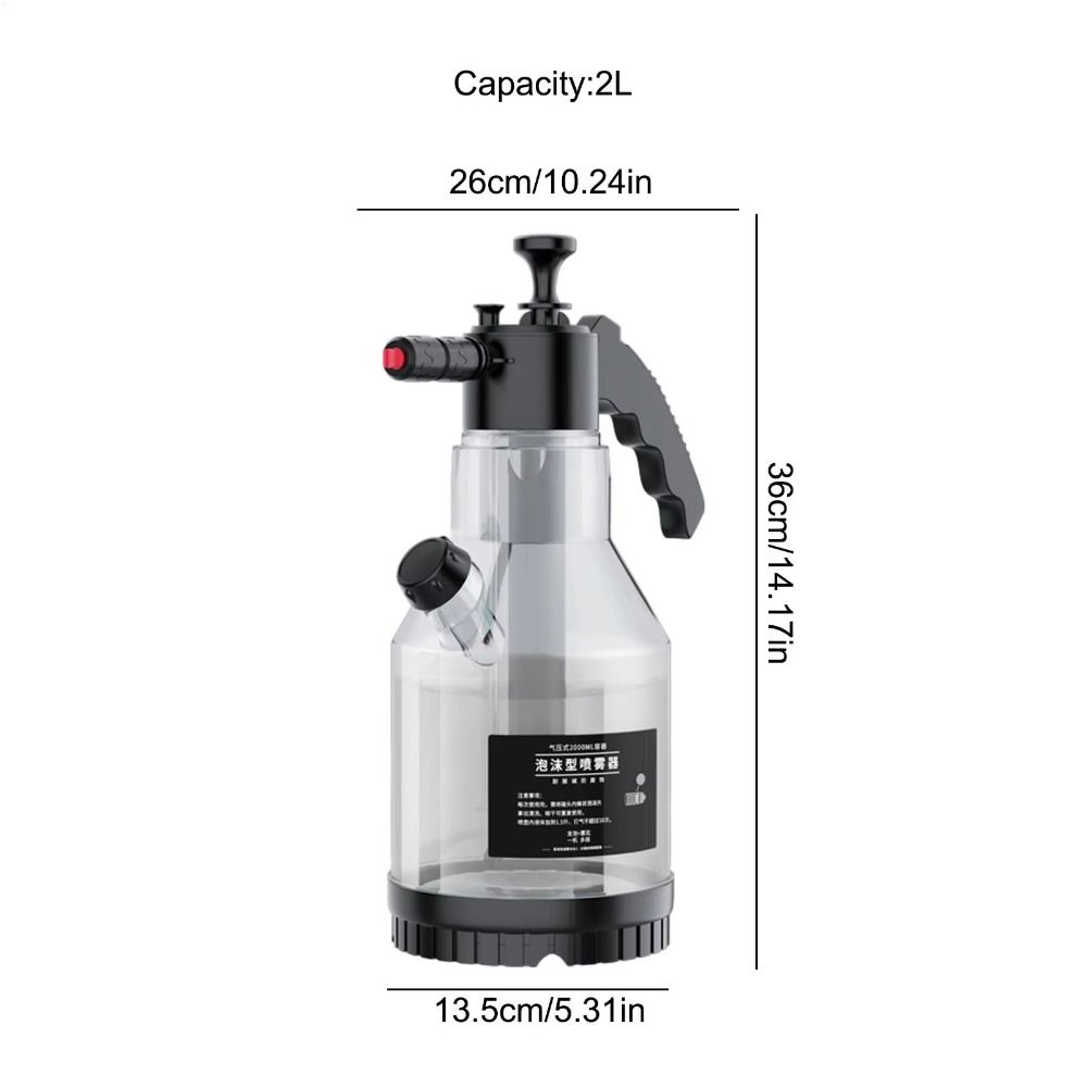 Side-Opening Lid Snow Foam 2L Capacity Pressure Spray Bottle Car Wash Sprayer  Floor Cleaning
