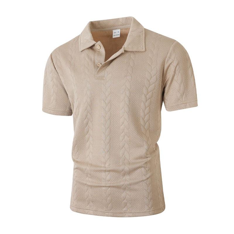 Spring and Summer Jacquard Multi-color Casual T-shirt Lapel Men's Solid Color Fashion Sports Top Short-sleeved Polo Shirt