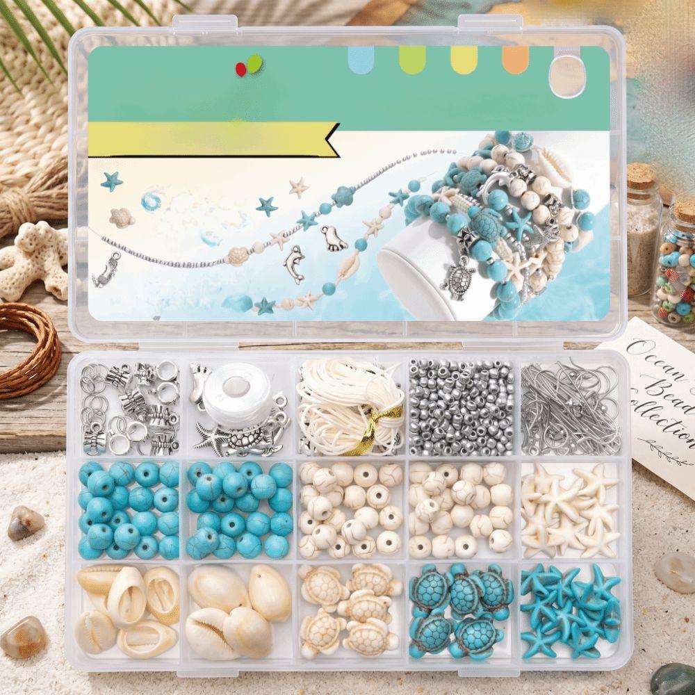 Kit per la Creazione di Gioielli Fai da Te Ispirato all'Oceano Kit per la Creazione di Braccialetti con Perline Multicolore Creazione di Gioielli