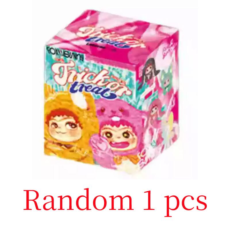 Wakuku V2 Fox and Bunny Trick Or Treat Series Plush Vinyl Blind Box Keychain Pendant Mystery Box Surprise Collectible Toy Gifts