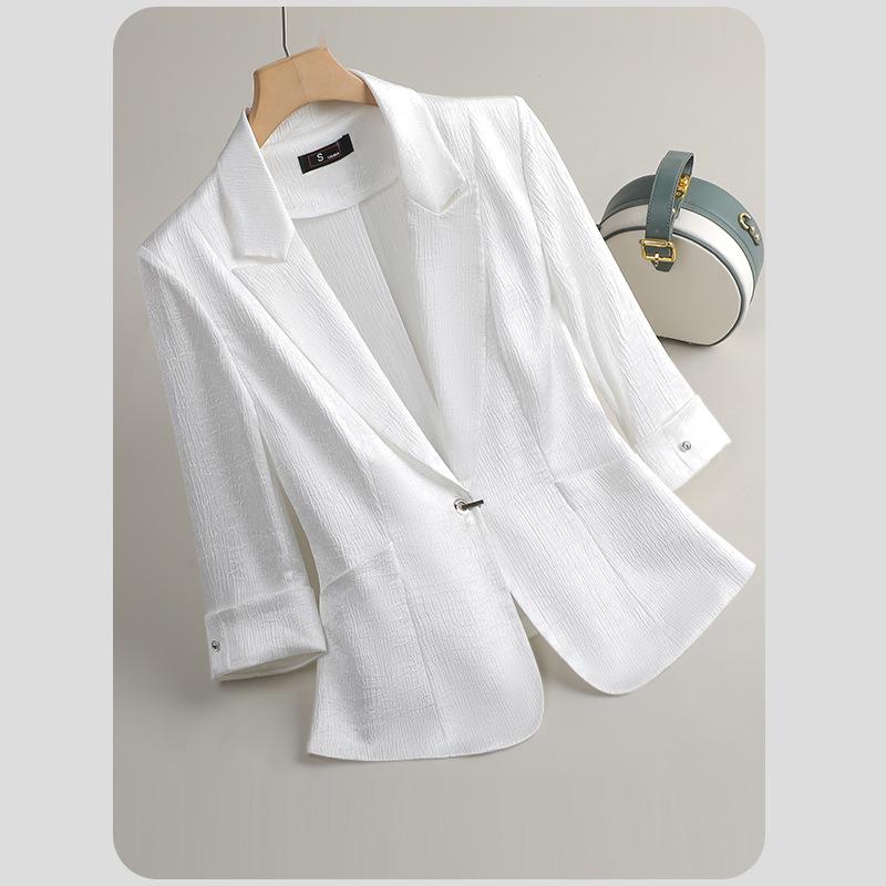 Zihong Women's Angola Red Seven-Sleeve Spring Blazer - High-End, Waist-Hugging Design