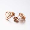 Korean Stainless Steel Peach Heart & Angel Stud Earrings - Cute Couple Jewelry Set