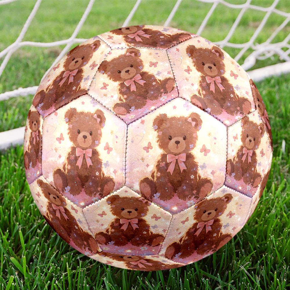 1pc Teddy Bear Fantasy Theme Soccer Ball Football, Size 5, Lightweight PVC, Outdoor Training Soccer Ball,Gift C6540