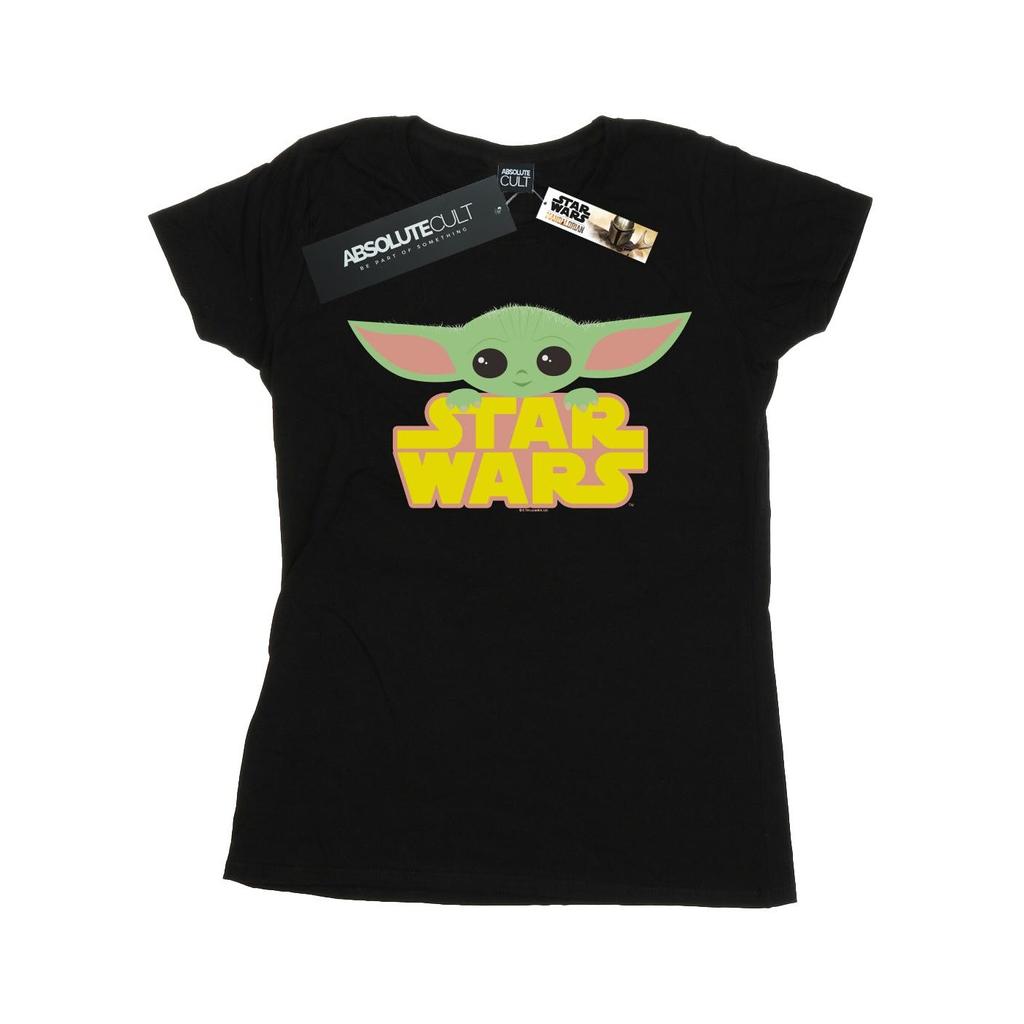 STAR WARS Dámské bavlněné tričko The Mandalorian Dítě a logo